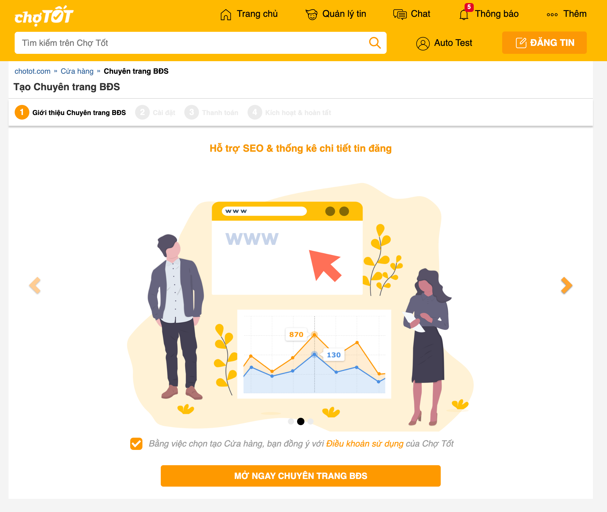 Hướng dẫn tạo Chuyên trang BĐS - Trợ Giúp Chợ Tốt